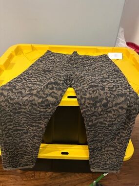 Ag Adriano Goldschmied Taupe and Black Animal Print Cropped Pants